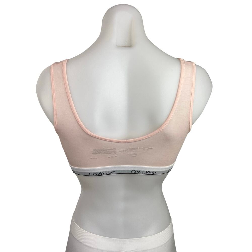 Calvin Klein Womens Pink Scoop Neck Pullover Athletic Yoga Sports Bra Top Size M - Picture 2 of 3